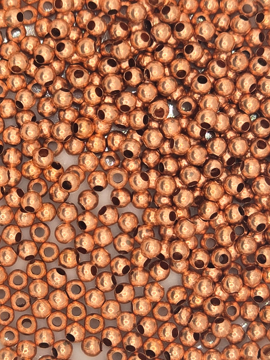 Bright Copper 2mm Round Spacer Beads - Pack 50