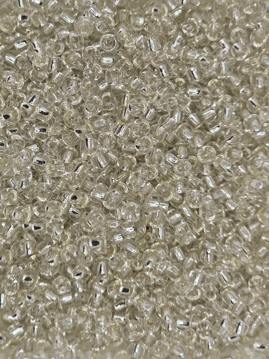 Czech #8 Seeds - Silver Lined Crystal - 10 grams