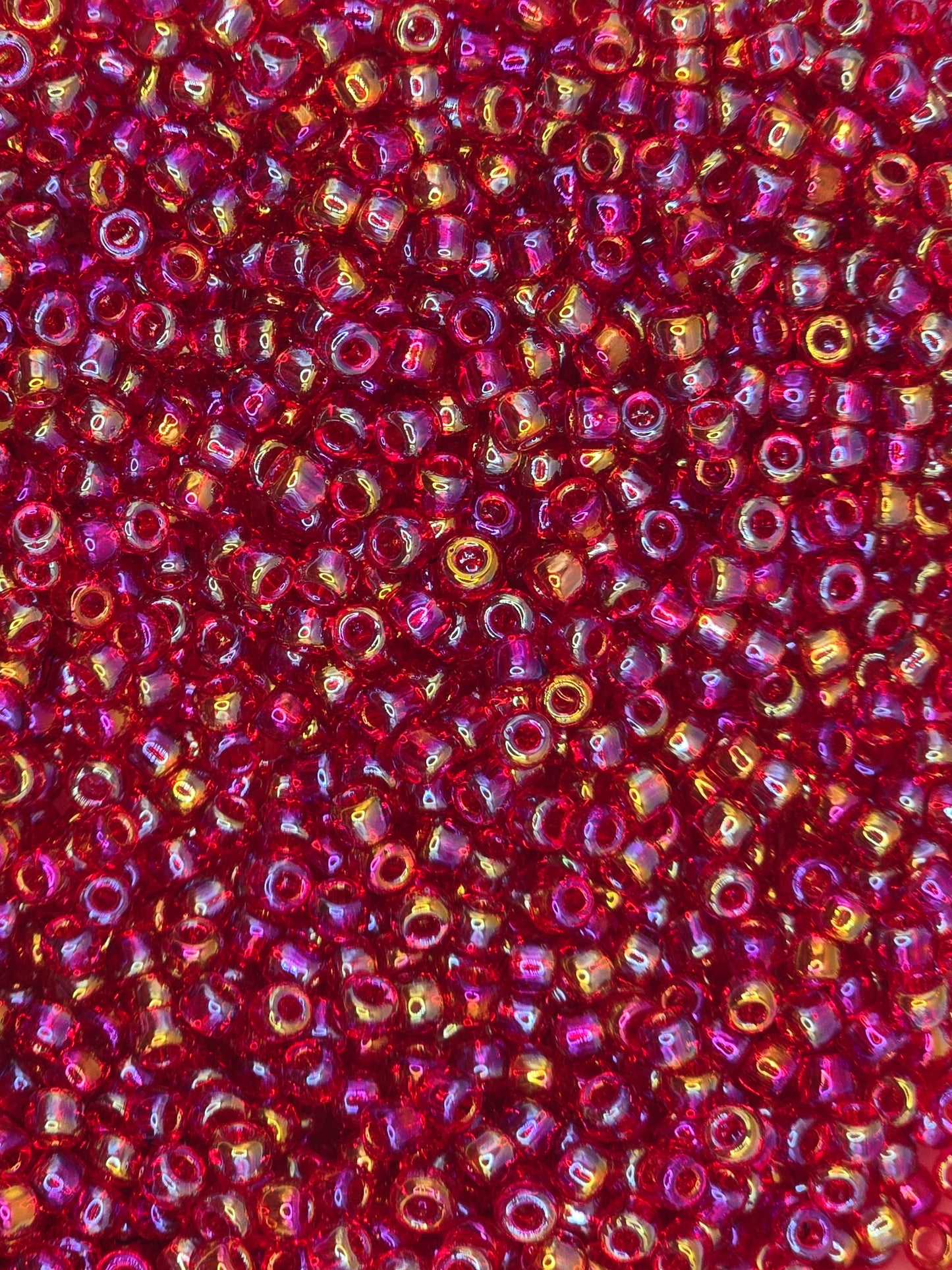 Czech #8 Seeds - Transparent Rainbow Ruby Red - 10 grams