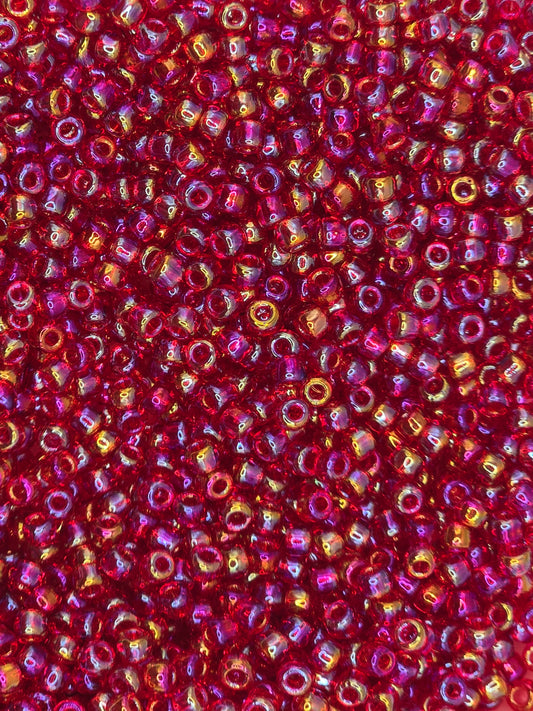 Czech #8 Seeds - Transparent Rainbow Ruby Red - 10 grams