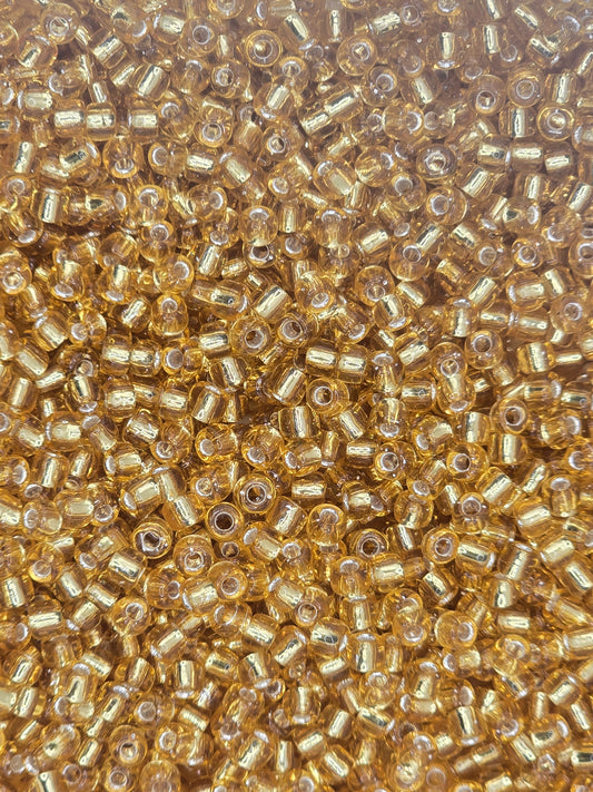 Czech #8 Seeds - Silver Lined Medium Gold - 10 grams