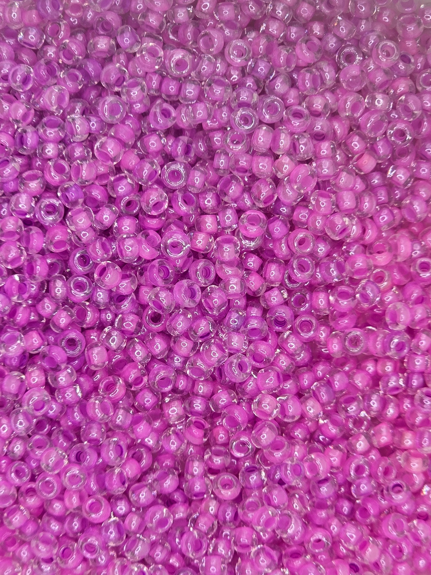 Czech #8 Seed Beads - Crystal Lilac Lined - 10 grams
