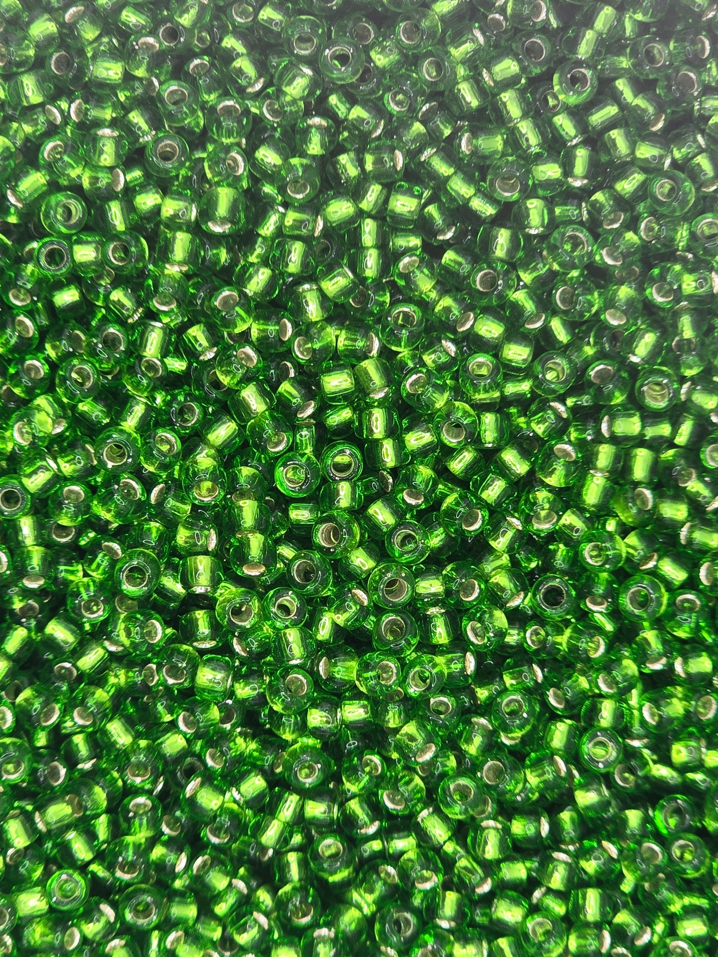 Czech #8 Seeds - Silver Lined Peridot - 10 grams