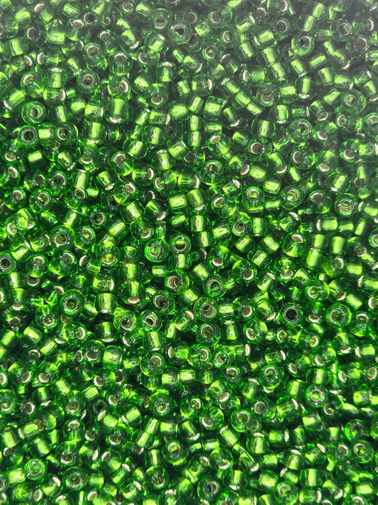 Czech #8 Seeds - Silver Lined Peridot - 10 grams