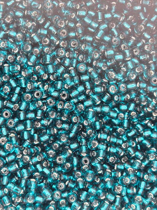 Czech #8 Seeds - Silver Lined Teal - 10 grams