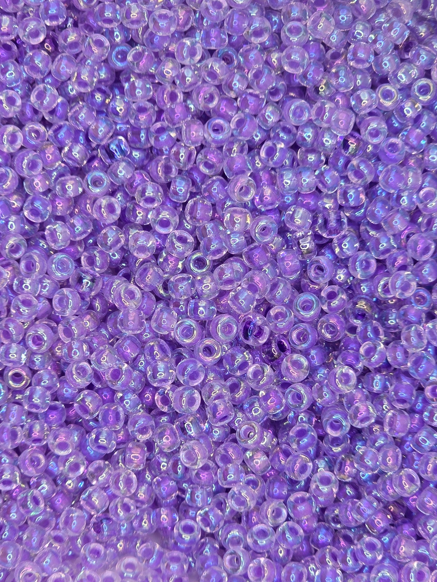 Czech #8 Seed Beads - Transparent Lilac AB - 10 grams
