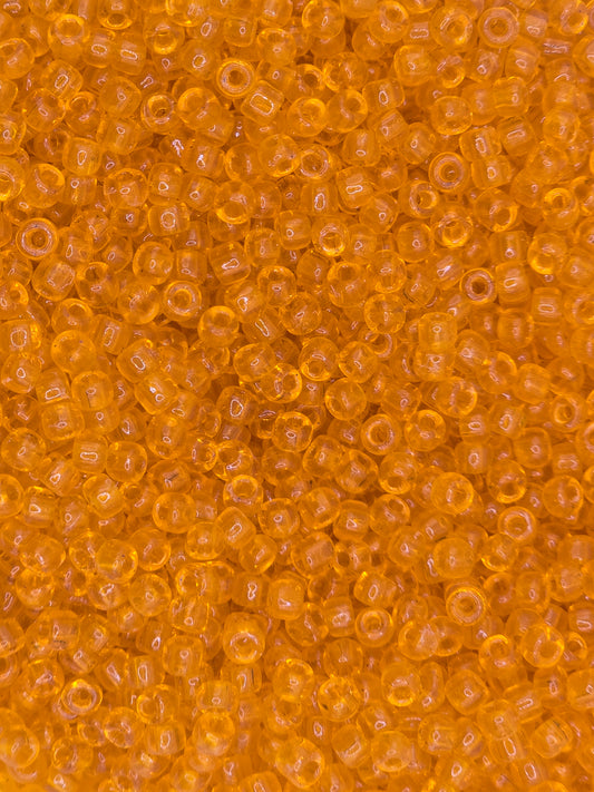 Czech #8 Seed Beads - Transparent Orange - 10 grams