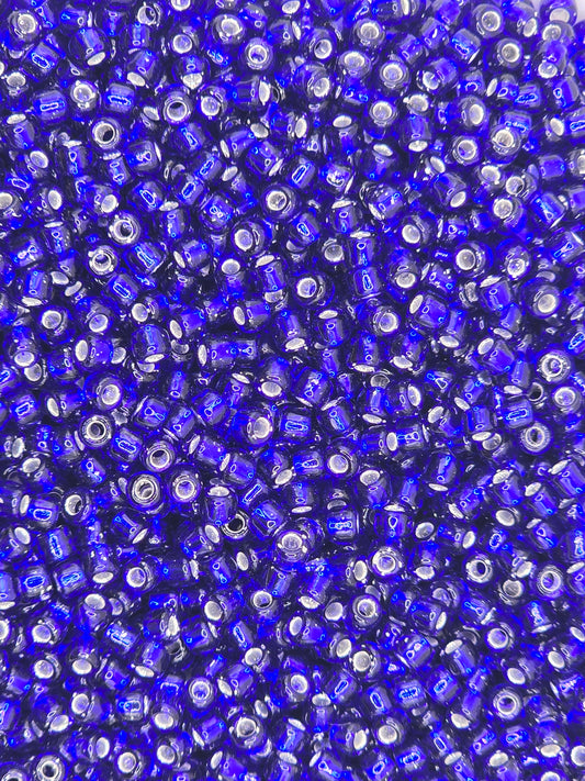 Czech #8 Seeds - Silver Lined Cobalt - 10 grams