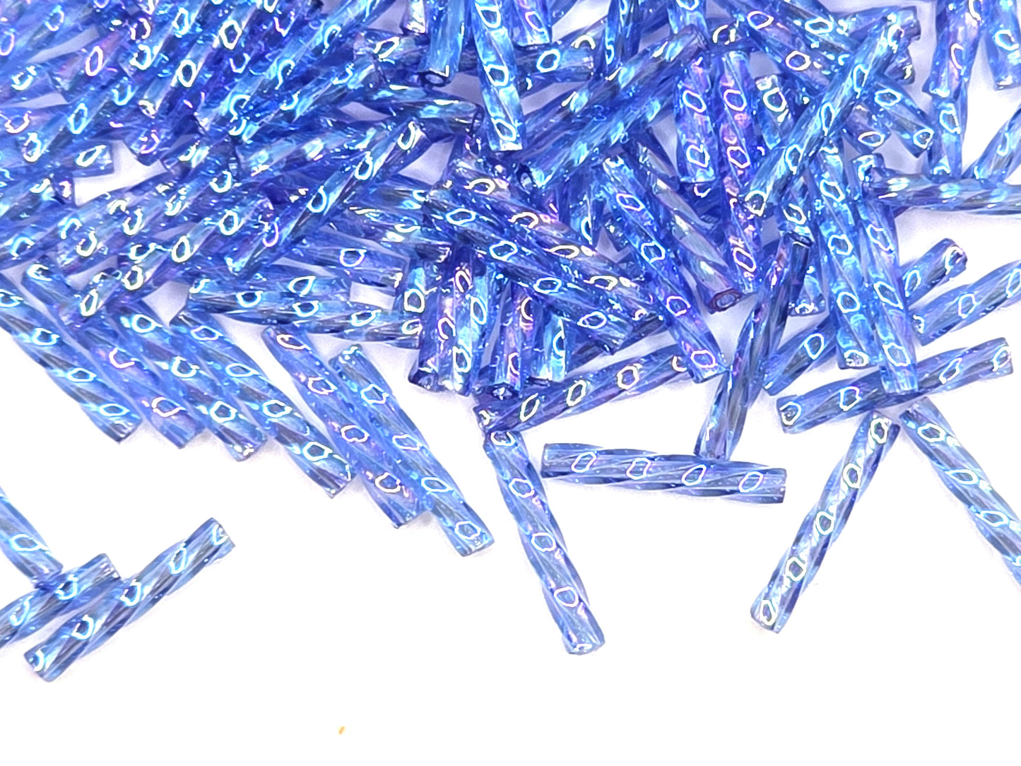 Matsuno 12mm Twisted Bugles - Medium Blue Rainbow - 10 grams