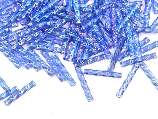 Matsuno 12mm Twisted Bugles - Medium Blue Rainbow - 10 grams
