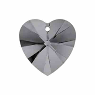 Swarovski 6228 - 14mm - Heart Pendant -Silver Night - Pack 2