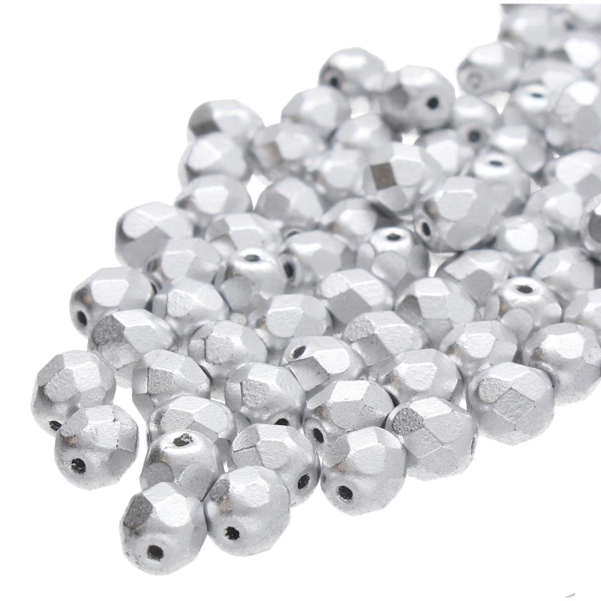 Preciosa - 4mm Fire Polished Facet Rounds - Bronze Aluminium - Pack 50 beads
