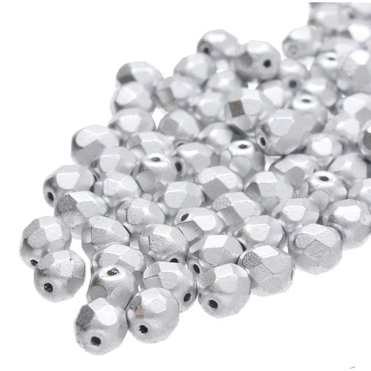 Preciosa - 4mm Fire Polished Facet Rounds - Bronze Aluminium - Pack 50 beads