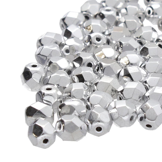 Preciosa - 4mm Fire Polished Facet Rounds - Full Labrador - Pack 50 beads