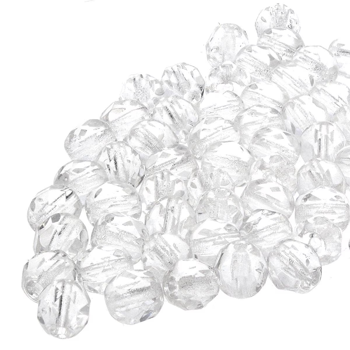 Preciosa - 4mm Fire Polished Facet Rounds - Crystal - Pack 50 beads