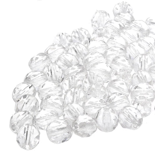 Preciosa - 4mm Fire Polished Facet Rounds - Crystal - Pack 50 beads