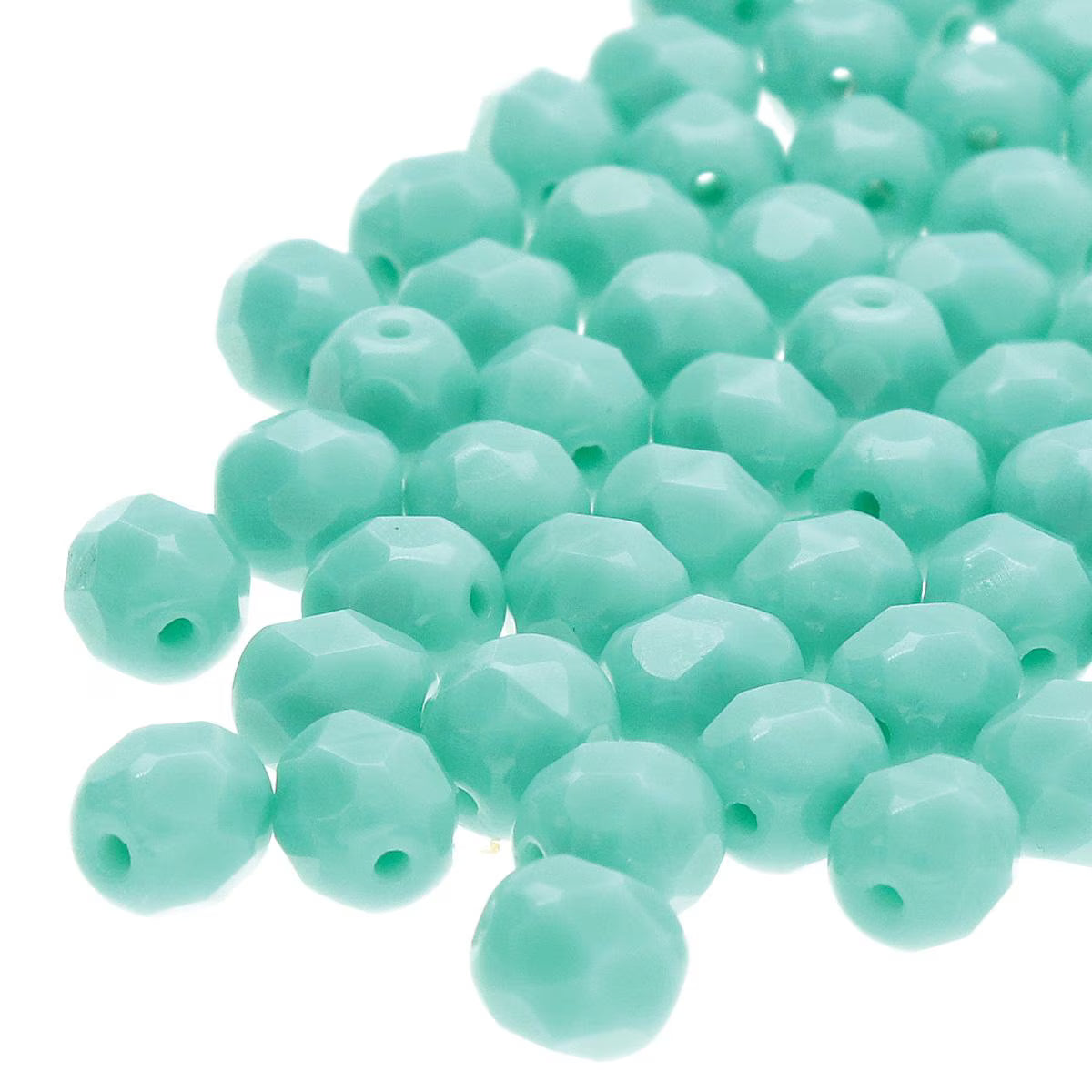 Preciosa - 4mm Fire Polished Facet Rounds - Green Turquoise - Pack 50 beads
