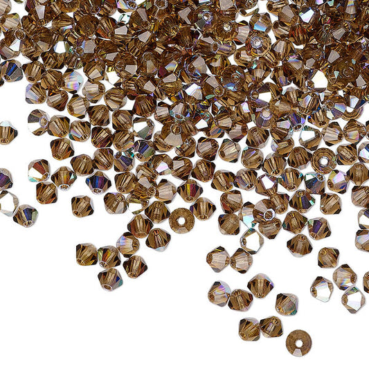 PRECIOSA 3mm Bicones - Smoked Topaz AB - 144 pcs ( 1 gross)