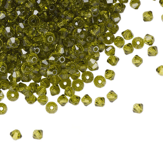 PRECIOSA 3mm Bicones - Olivine - 144 pcs ( 1 gross)