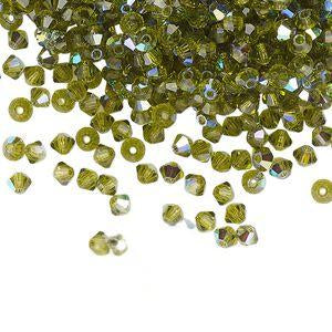 PRECIOSA 4mm Bicones - Olivine AB - 144 pcs ( 1 gross)