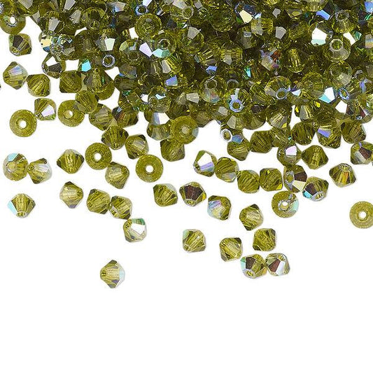PRECIOSA 3mm Bicones - Olivine AB - 144 pcs ( 1 gross)