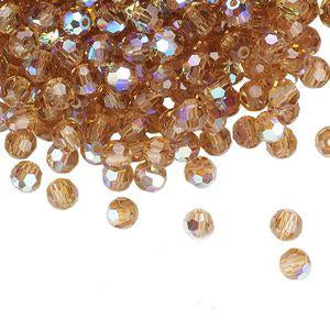 PRECIOSA 4mm Rounds - Light Colorado Topaz AB - 72 pcs ( 1/2 gross)