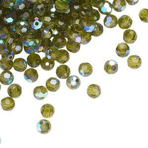 PRECIOSA 4mm Rounds - Olivine AB - 72 pcs ( 1/2 gross)