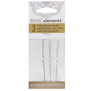 Basic Elements - Collapsible Eye Needles - Pack 3 - Assorted Sizes - 6.4cm