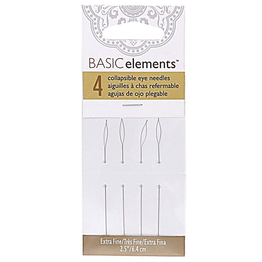 Basic Elements - Collapsible Eye Needles - Pack 4 - Extra Fine - 6.4cm