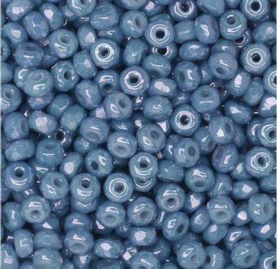 True 2 - 2x3mm Fire Polished Faceted Micro Spacers - Chalk Blue Luster - 100 pcs
