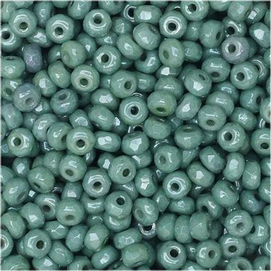 True 2 - 2x3mm Fire Polished Faceted Micro Spacers - Chalk Dark Green Luster - 100 pcs