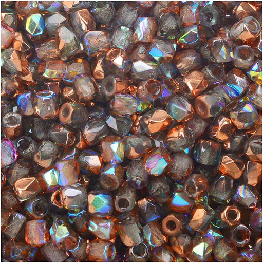 True 2 - 2mm Fire Polished Faceted Rounds - Copper Rainbow - 100 pcs