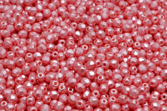 True 2 - 2mm Fire Polished Faceted Rounds - Pastel Light Coral - 100 pcs