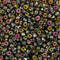 True 2 - 2x3mm Fire Polished Faceted Micro Spacers - Full Vitrail - 100 pcs