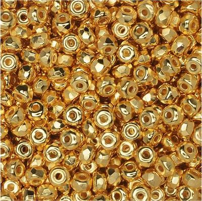 True 2 - 2x3mm Fire Polished Faceted Micro Spacers - 24Kt Gold Plate - 100 pcs