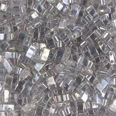 MIYUKI Half Tila Bead - HTL 1881 Transparent Silver Grey Gold Luster - 10 gms