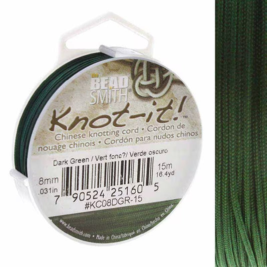 Knot-it - Beading Cord - 0.8mm - 15 Metre Roll - Dark Green