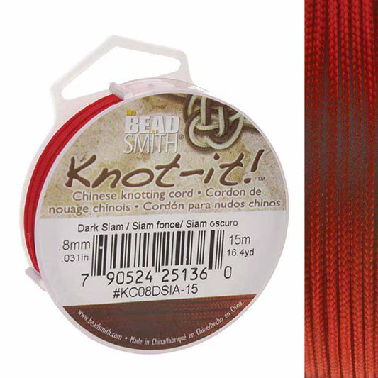 Knot-it - Beading Cord - 0.8mm - 15 Metre Roll - Dark Siam