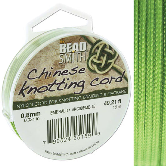 Knot-it - Beading Cord - 0.8mm - 15 Metre Roll - Emerald