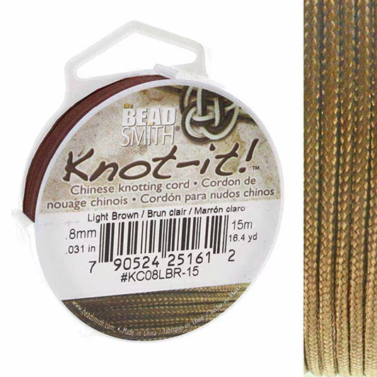 Knot-it - Beading Cord - 0.8mm - 15 Metre Roll - Light Brown
