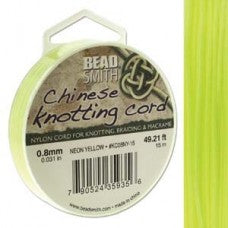 Knot-it - Beading Cord - 0.8mm - 15 Metre Roll - Neon Yellow