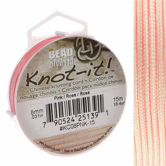 Knot-it - Beading Cord - 0.8mm - 15 Metre Roll - Pink