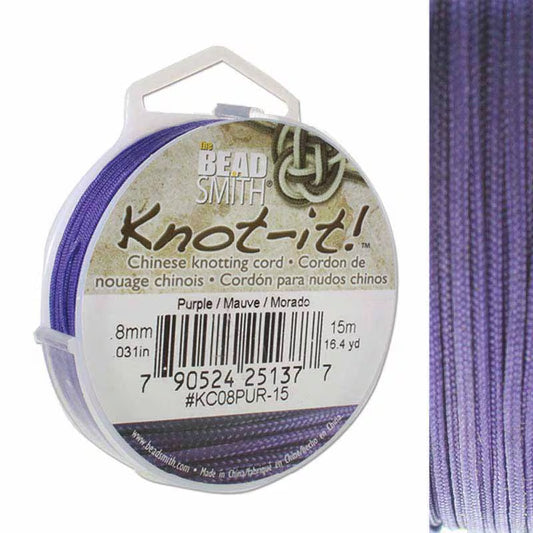 Knot-it - Beading Cord - 0.8mm - 15 Metre Roll - Purple