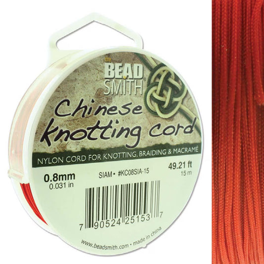 Knot-it - Beading Cord - 0.8mm - 15 Metre Roll - Siam