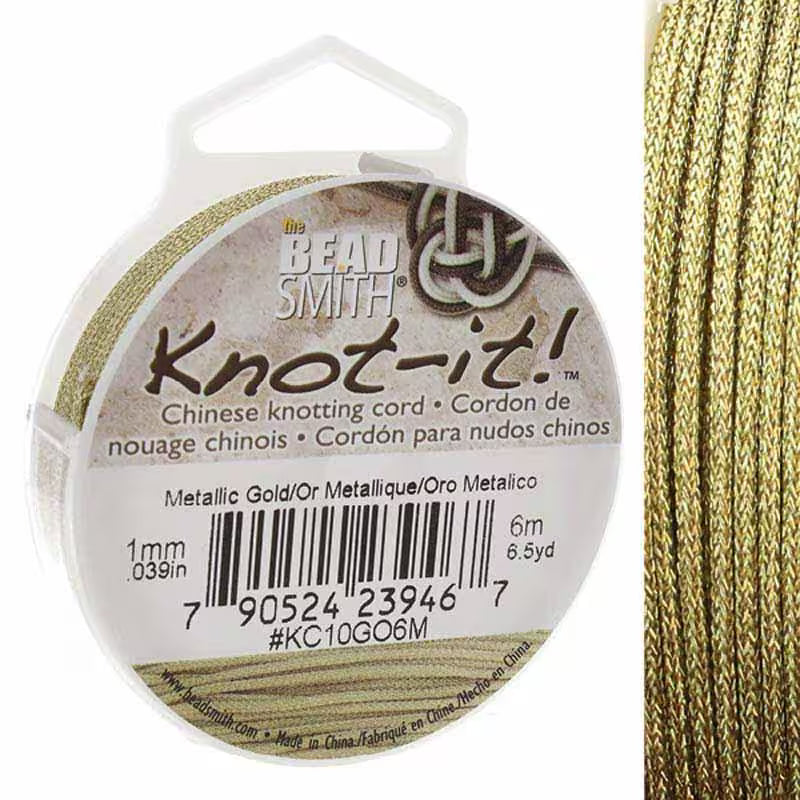 Knot-it - Beading Cord - 1.00mm - 6 Metre Roll - Metallic Gold