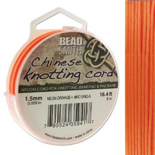 Knot-it - Beading Cord - 0.8mm - 15 Metre Roll - Neon Orange