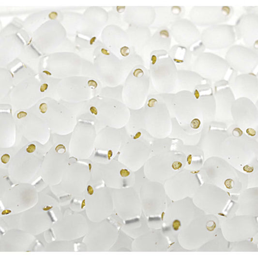 Miyuki Long Drops - 3 x 5.5mm - Matte Transparent Silver Lined Crystal