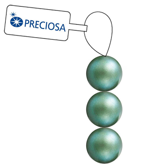 PRECIOSA 4mm Pearls - Pearlescent Green - 1 Strand - 31 pcs