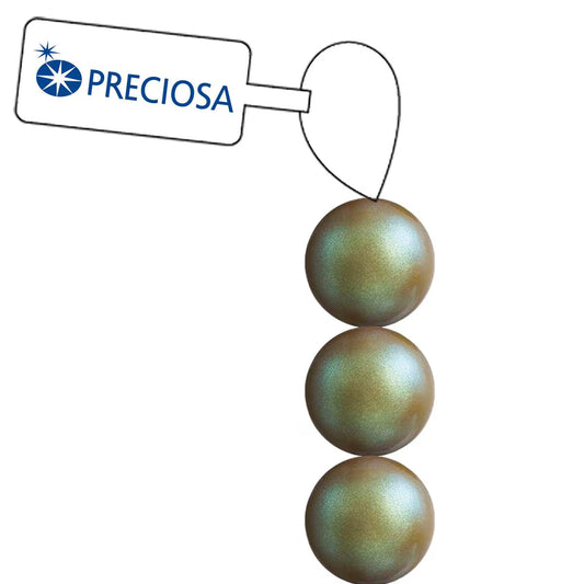PRECIOSA 4mm Pearls - Pearlescent Khaki - 1 Strand - 31 pcs