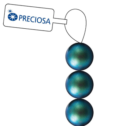 PRECIOSA 4mm Pearls - Peacock Green - 1 Strand - 31 pcs